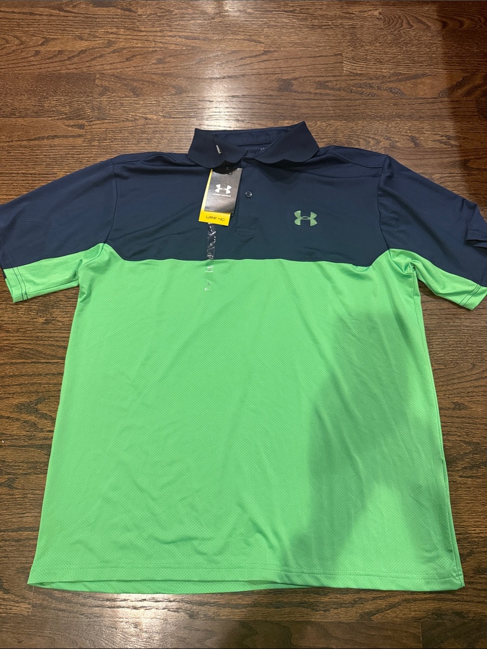 Under Armour Men’s Two-Tone Polo — Navy Top & Green Body